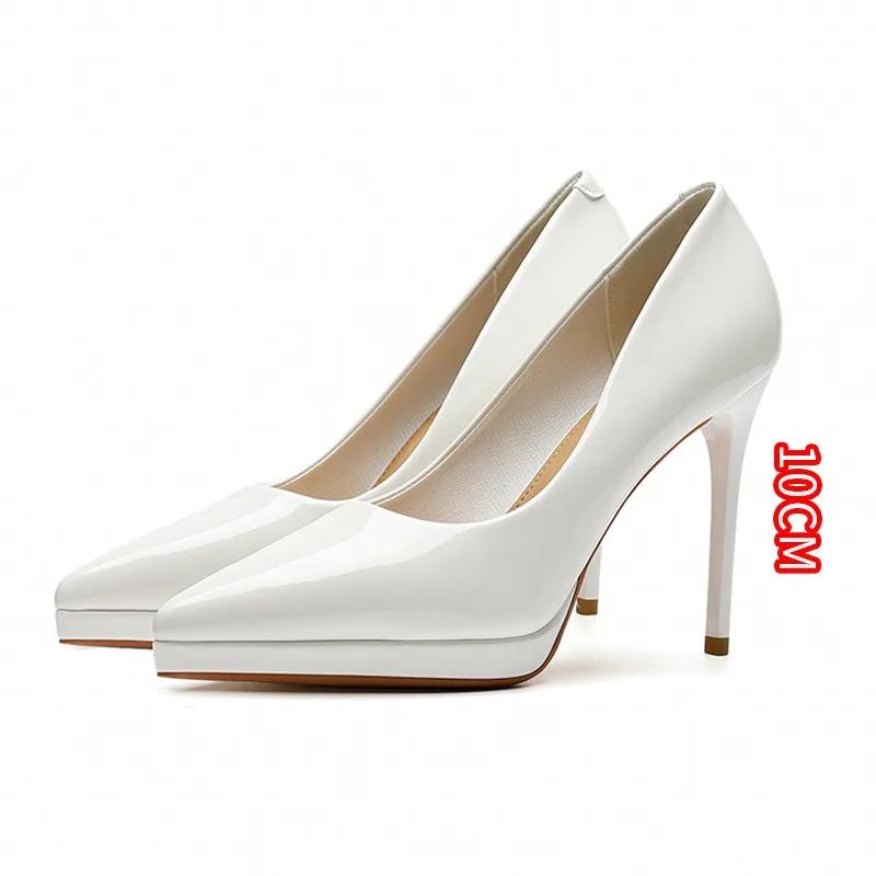 2026 Women's Sexy High Heels Pumps Patent Leather Platform High Heels Shoes Club Party Pointed Toe Stiletto Female Office Shoes