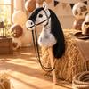 Sticks Horse with Wooden Adorable Soft Heads Toy Realistic for Preschoolers, Young Children,