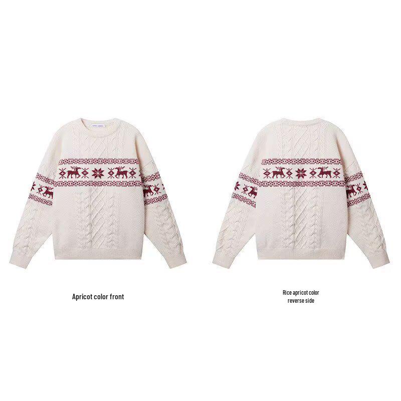 Spring & Autumn Men s Retro Fair Isle Loose Knit Sweater - Couple Style Pullover M