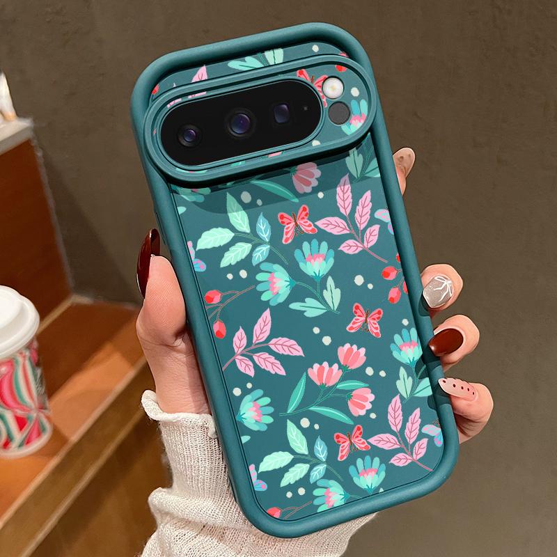 Colorful Floral Print Soft TPU Phone Case For Google Pixel 9 Pro XL 8 Pro 8A Lens Protection Matte Shockproof Bumper Cover