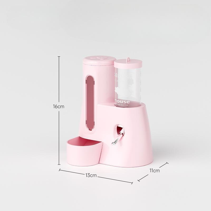 

Cute Little Hamster Automatic Feeding and Drinking Water Dispenser Golden Bear Water BottleFood Bowl Two-in-one Life small рожевий