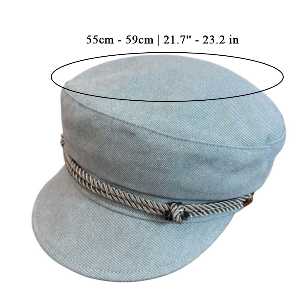 Retro Japanese Beret Hat British Ins Denim Octagonal Hat Artist Hat Women Casual Flat Top Hat Blue Navy Style Octagonal Hat