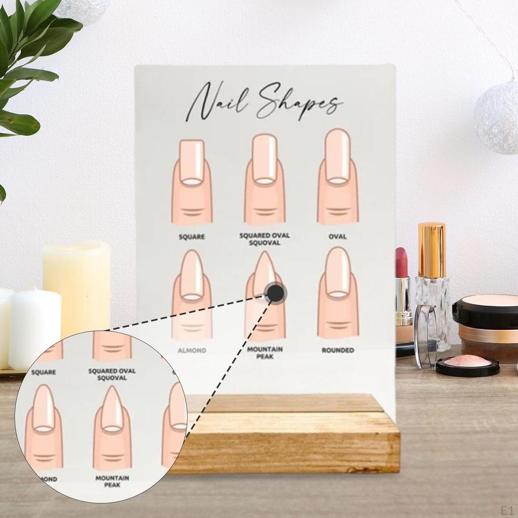 Nail Art Display Board Acrylic Versatile Easy to Install with Wooden Base Practice Gifts