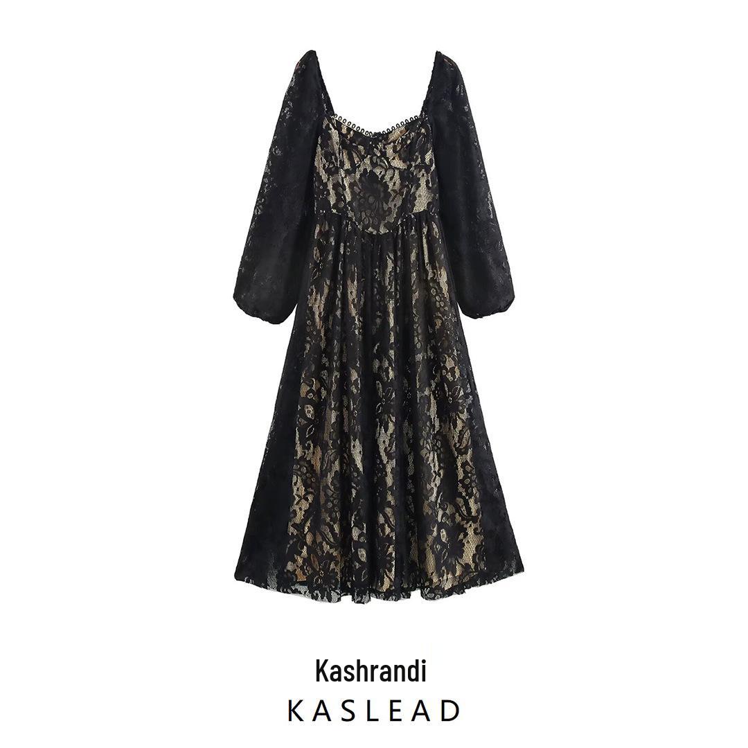 

2025 Spring Women s Elegant Lace Casual Long Dress Medium