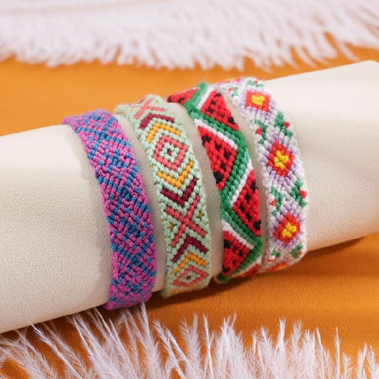 Cotton Rope Bracelet Adjustable Bracelet Unique Watermelon Pattern Bracelet Handmade Bracelet for Fashion Enthusiasts