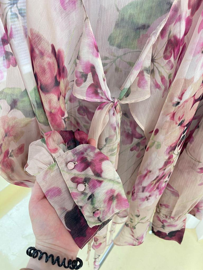 2023 Summer Imitation Silk Printed Shirt Top