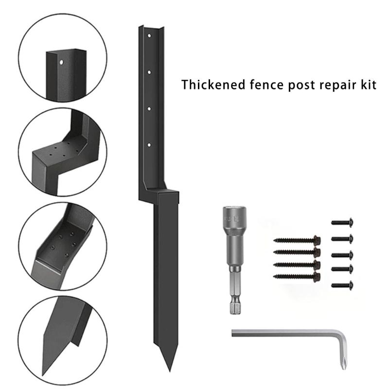 Fence Repair Kits Thickened Metal Fence Support Stakes Solid Ground Spikes Quick Fix Post Stabilizer For Repair Tilted