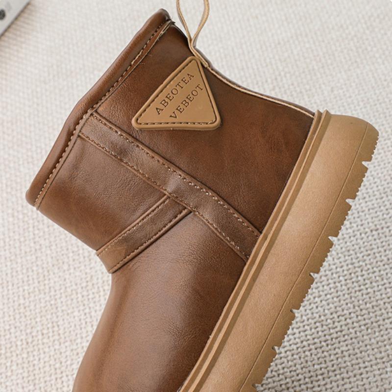 Barnes Capibara Snøstøvler Jenter Tykke Store Lær Vinterstøvler Jenter Vanntette Ankelstøvler