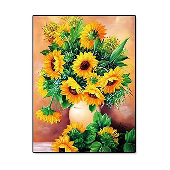 LEADINTOP Diamond Art Kit Flower Sunflower Mosaic Art Full Paste Diamond Painting Diamond Beads Popular Bead Art Bead Painting Cute Stylish Adults