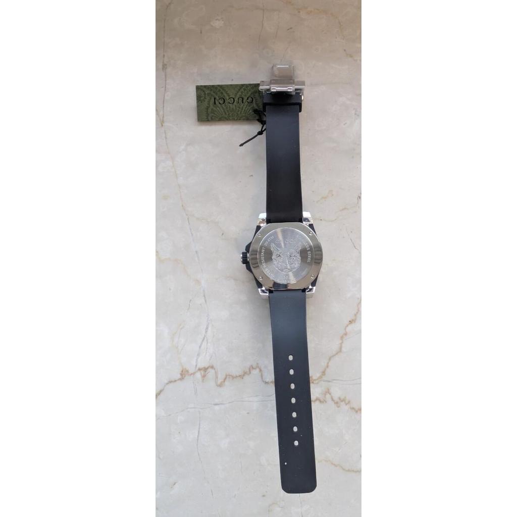 Used New and unused GUCCI watch G Timeless Men's YA136322 Diver's Watch DIVE Cat Black Silver Rubber