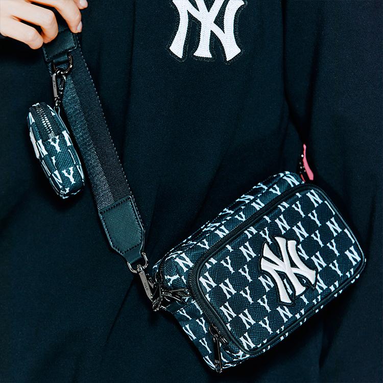New MLB Monogram Collection Polyester Combo Bag Camera Bag Shoulder Bag Crossbody Bag Mini Unisex Black 3ACRS012N-50BKS