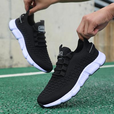 Men's Ultra Light Running Shoes Soft Sole Breathable Comfortable Sneakers Outdoor Anti Slip Solid Color Tennis Walking Shoes