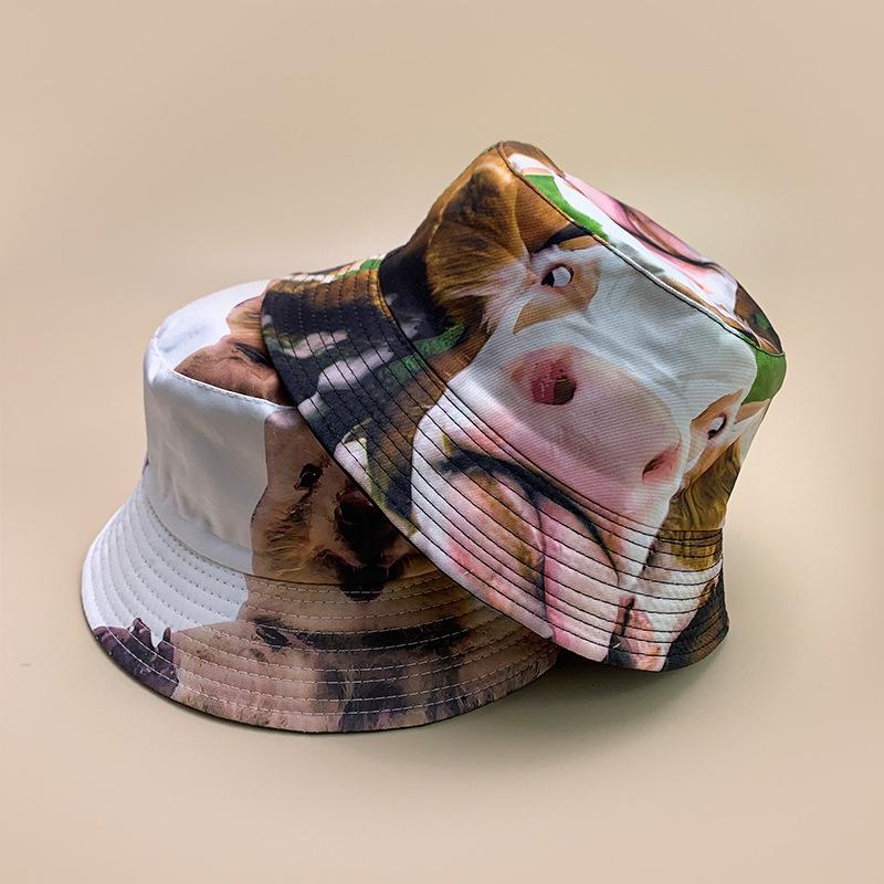 Front And Back Wearing Spoof Hip Hop Animal Print Bucket Hat Men And Women Sunshade Funny Personality Bucket Hat