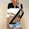 Women's Spring And  Fashion Casual  Printed Zipper V-Neck Long Sleeve Shirt Tops