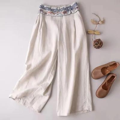 Women's Summer Thin Chinese Style Wide-leg Pants Retro Ethnic Style Straight Casual Pants