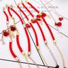 Zodiac Lucky Money Bag Titanium Steel Gold Gourd Red Rope Bracelet