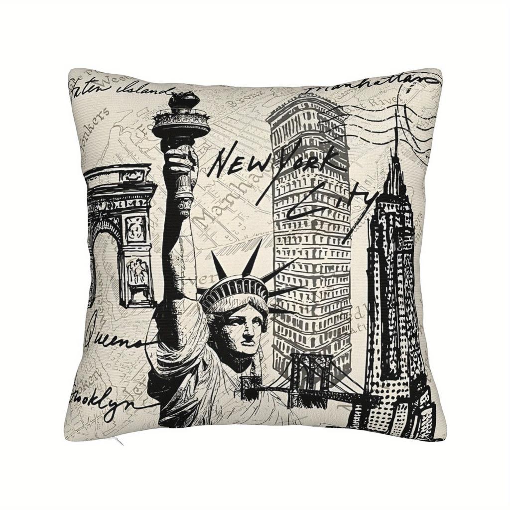 Retro 1980er Jahre New York Bedruckter Dekokissenbezug Reiseaccessoire Für Schlafzimmer Innen Heimdekoration