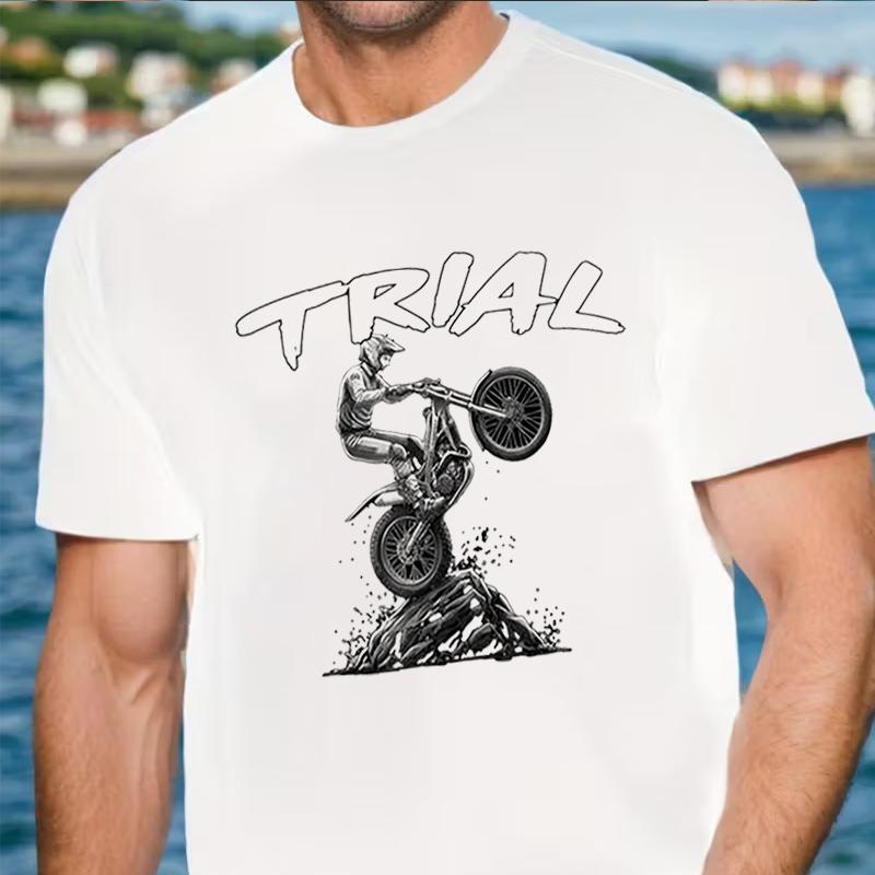 Trial Extreme Motorcycle Acrobatic Motorsport Motorbike Fan TShirt ONeck T Shirt Short Sleeve Casual Mens Top Tees S