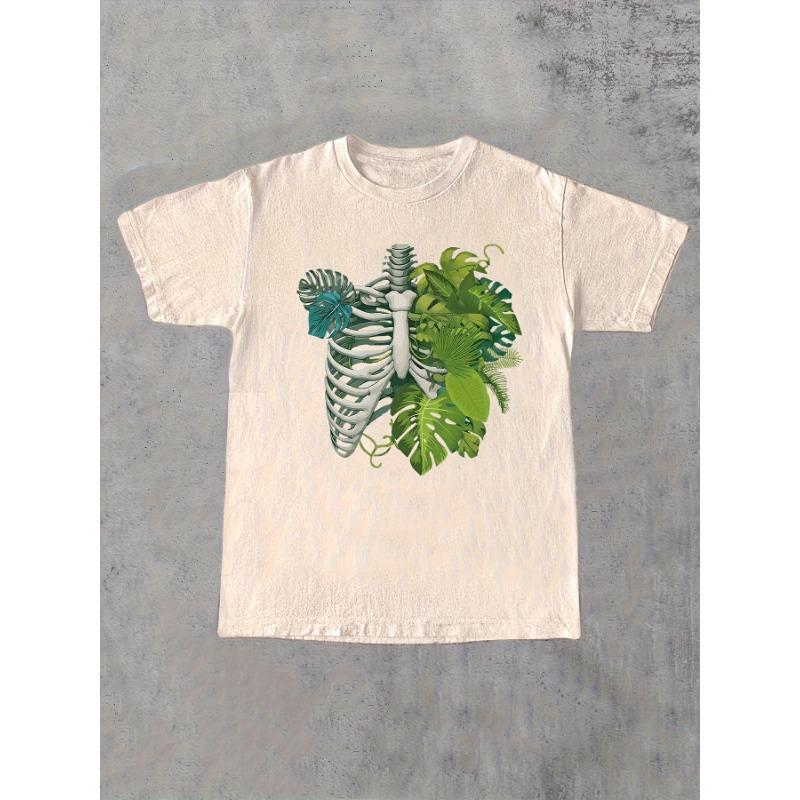 Women's T-shirt Skeleton Plant T-shirt, Plant Lover T-shirt, Plant Lover Gift, Dracaena T-shirt, Plant Pattern T-shirt, Plant Girl Gift