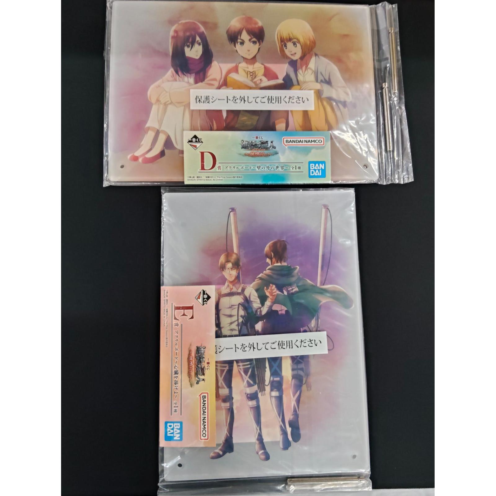 Used 2606254 Ichiban Kuji Attack on Titan Acrylic Board D Prize E Prize Set