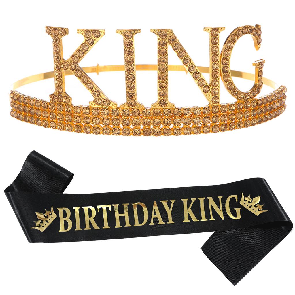 European and American Men's Birthday Party Crown Strap Set BIRTHDAY KING Crown Headgear Party Dress Up 2026