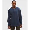 Slub Cotton Jersey Long Sleeve Henley Club Blue