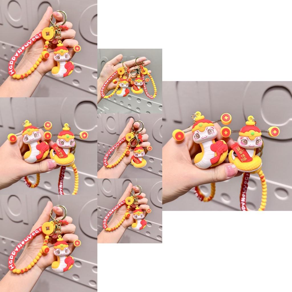 Adorable Snake Baby Keyring Lovely Silicone Snake Year Pendant Perfect New Year Gift