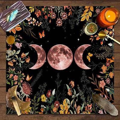 Barevný květ měsíčního svitu Tarotová karta Ubrus Růže Motýl Čarodějnictví Potřeby pro astrologii Květinová podložka na oltář