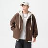 Men's Spring and Autumn Casual Jacket Men's Jacket Spring Men's Versatile Fake Two Contrasting Hooded Loose Jacket Top