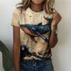 Modisches Damen Rundhals Kurzarm 3D Tier Farbdruck Tier Kurzarm Rundhals T-Shirt