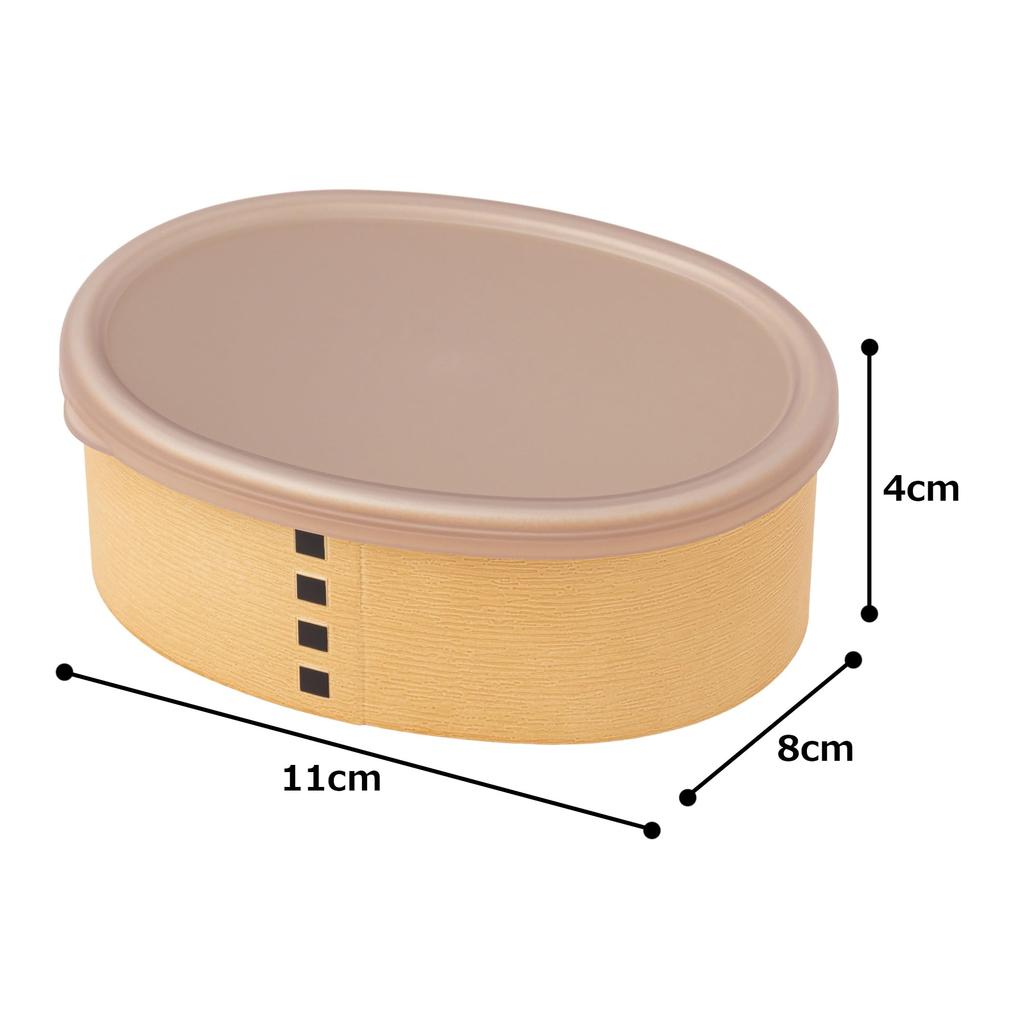 Yamanaka Lacquerware Bento Oval Microwave and Dishwasher Natural Made In Box, 230ml, Wappa-style, Shape, Safe, Wood, Japan, M18181-4