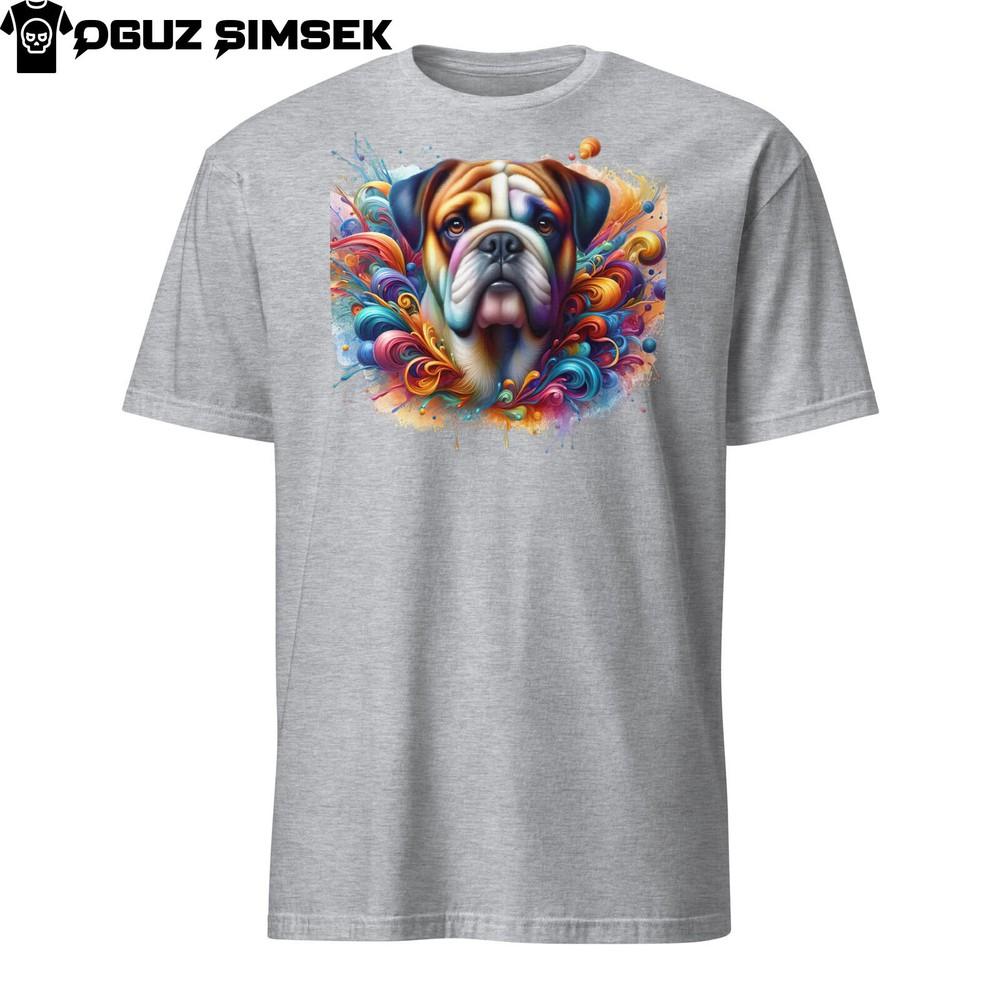 

Colorful British Bulldog Unisex T-Shirt | Unique Paint Splatter Design 2XL