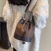 Luxury Designer Bucket Crossbody Bag  New Women Drawstring Vintage Handbags High Quality Patchwork Leather Shoulder Bags