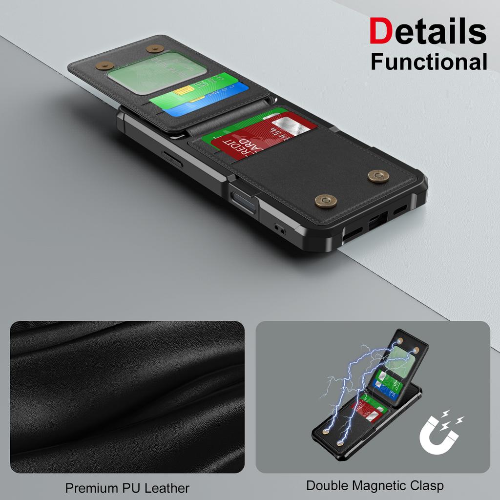 ZM11 For iPhone 16 Pro Max Case Card Slot Kickstand PU+TPU Phone Cover