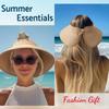Summer Women Wide Brim Sun Hat, Roll-Up Foldable Beach Ponytail Hat, Seaside Travel Straw Hat, UV Protection Outdoor Visor Cap