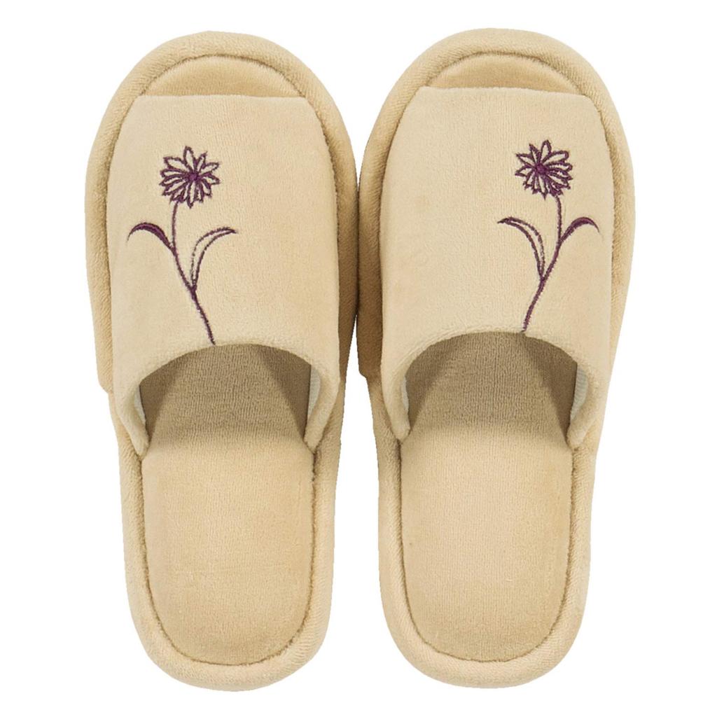 Senko Sway One Size Fits Floral Toilet 61662 Slippers, All, Beige, Embroidery, Washable, Slippers,