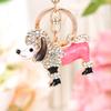 Keychain Pendant 3D Cartoon Poodle Dog Design Sparkling Rhinestones Inlaid Key Chain