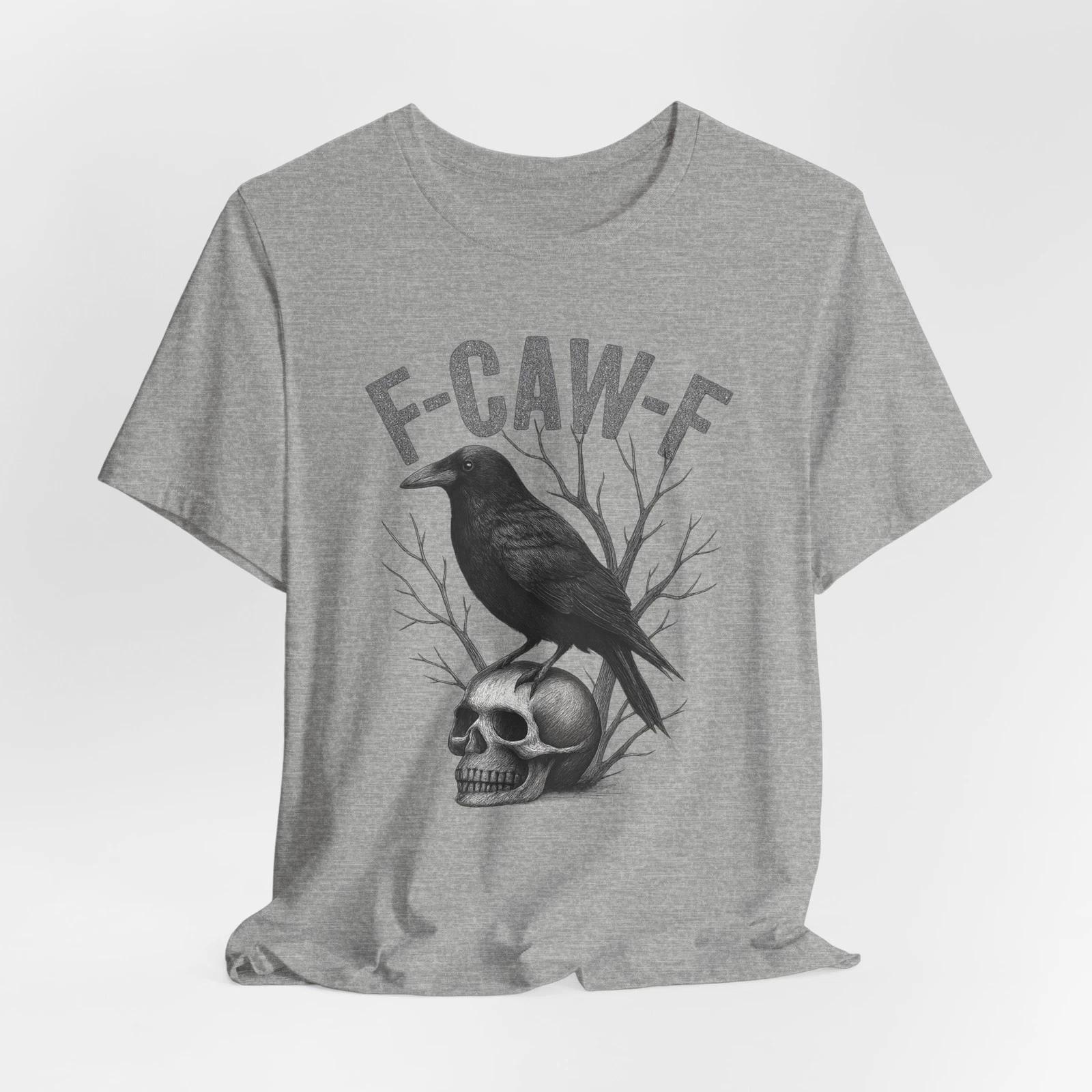 F-CAW-F Gothic Crow and Skull T-Shirt Dark Humor Raven Halloween S