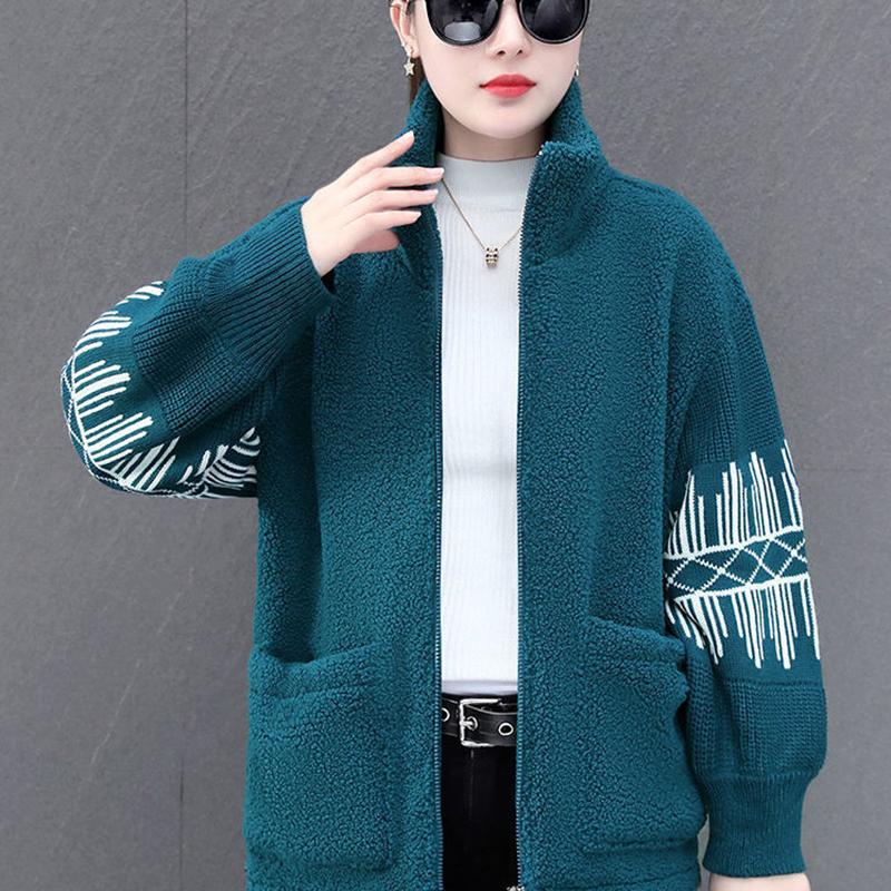 Warm Wool Winter Jacket Fashion Loose Velvet Thick Coat Short Casual Women's Zipper Outwear