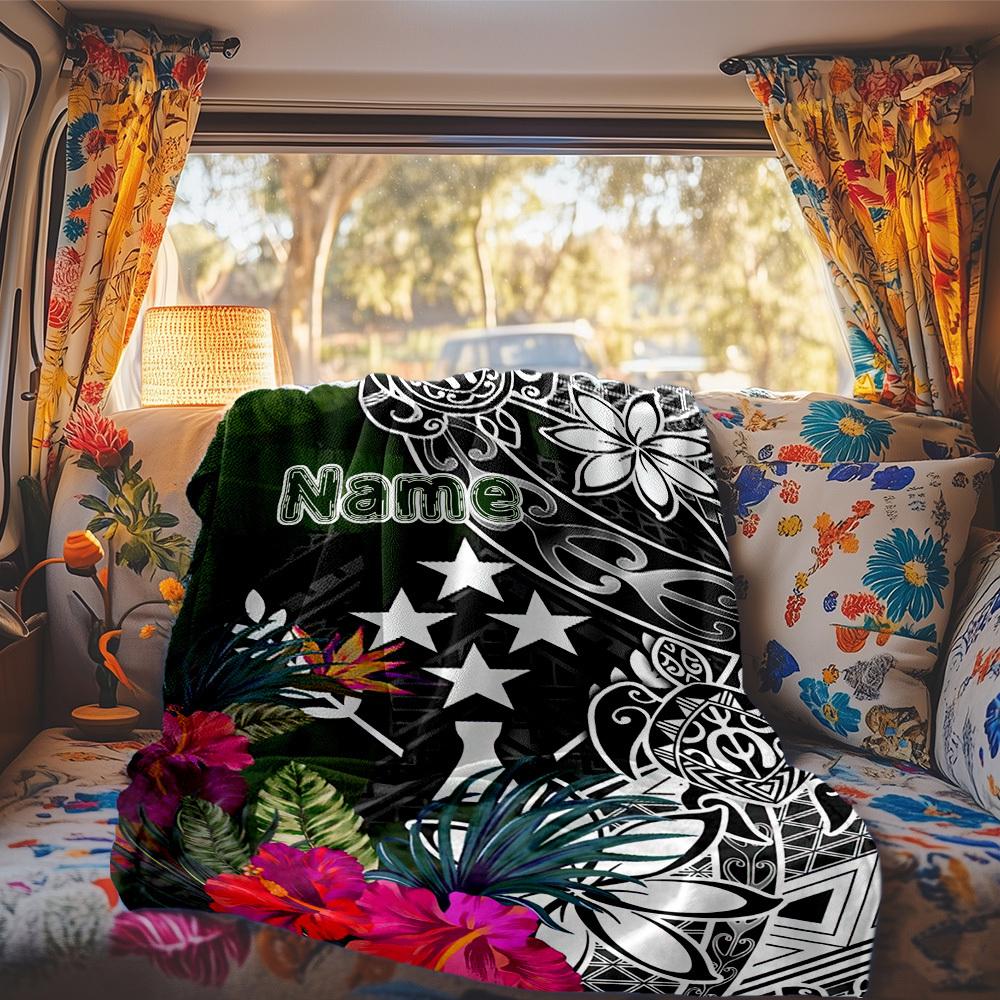 Tropical Floral Pattern Customize Your Name Rv Blanket Soft Lightweight Comfortable For Travel Camping Picnics Sofa Rv Bed Living Room Gift For