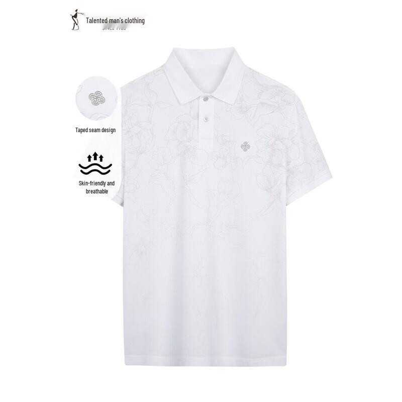 TRIES Men s Floral Print Breathable Polo Shirt 50