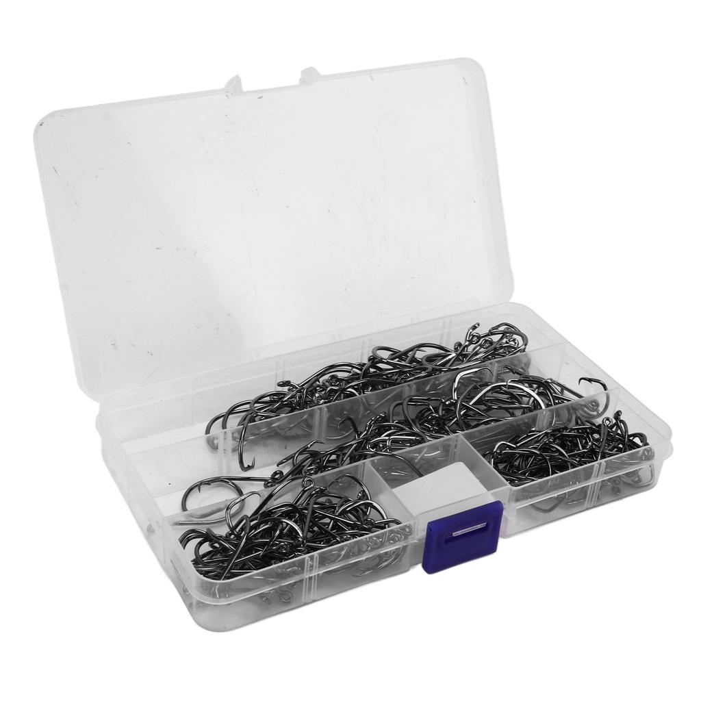 180PCS Octopus Offset Fishing Hooks High Carbon Steel 7384 Fishing Circle Hooks with Ring Hole