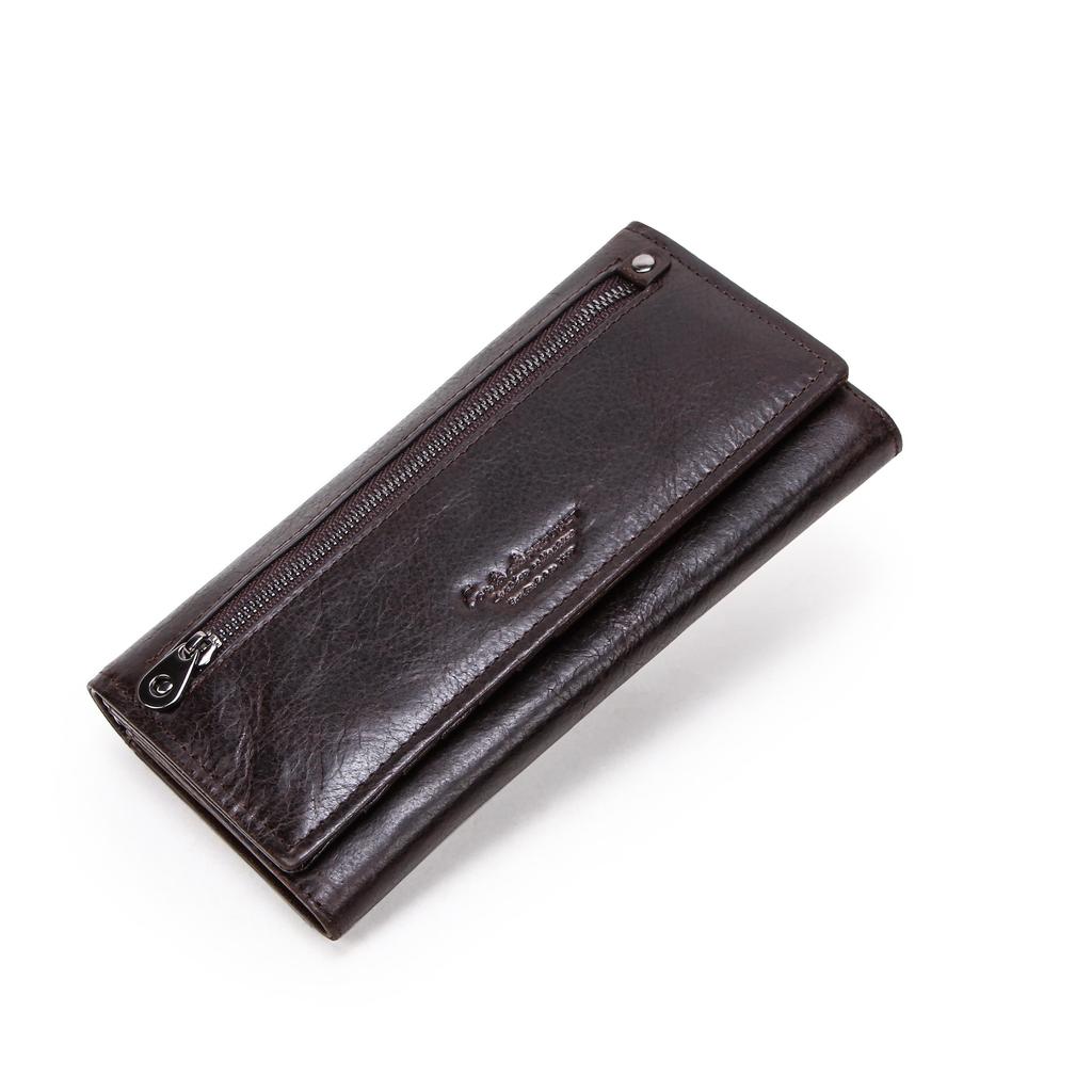 CONTACT'S Portafoglio da donna in vera pelle Borsa lunga Pochette femminile per portamonete porta carte cellulare