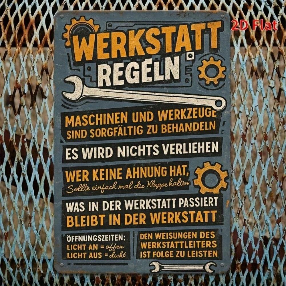 Vintage German Workshop Metal Wall Sign Bar Cafe Garage Home Decor Tin Plaque