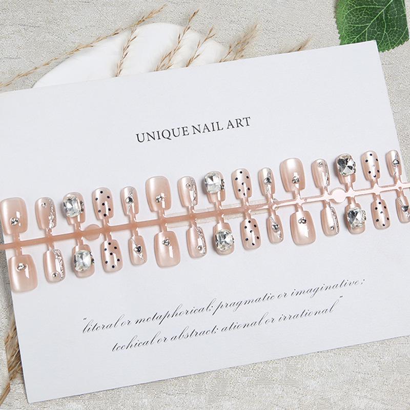 Silver Gilt Polka Dot Nail Stickers: Handmade Summer Short Tips (30 Pieces)