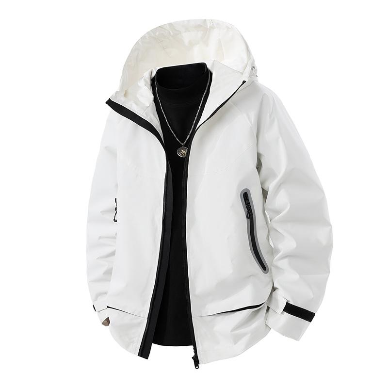 

Shocksuit Men Hooded Autumn New Couple Shocksuit Men Waterproof Outdoor Sports Casual Jacket Men Handsome Young Man S белый