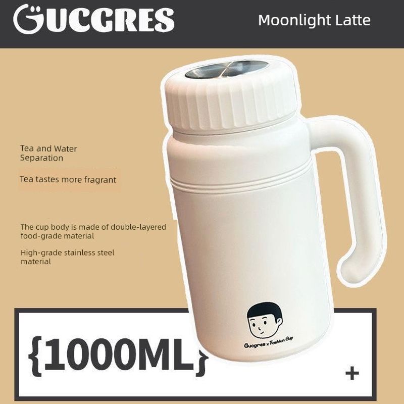 

Large-Capacity Thermos Cup, High-Quality Coffee Cup for Women, Tall Model for Brewing Tea, Stainless Steel Inner Cup, Office Cup, Desktop Cup White 1000ml [316 Stainless Steel Liner]