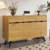3-Door Sideboard in Wood Look with Metal Legs - Modern Design, Lots of Storage, Easy to Clean - Suitable for Living Room, Dining Room, Hallway