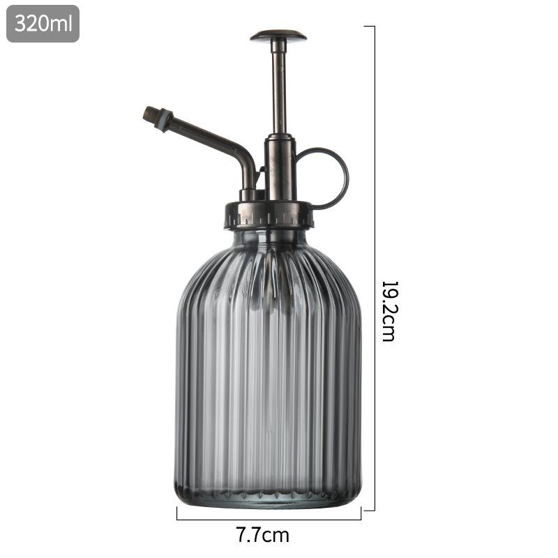 Creative Hand-Press Glass Watering Spray Bottle with Vertical Stripe Design