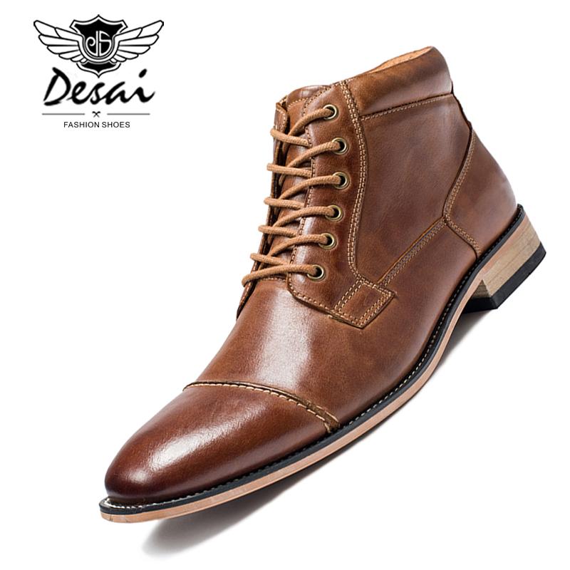 Fashion New Men’s Shoes Winter New Men's Casual High-Top Shoes Genuine Leather Boots High Boots Oxfords Men's Large Size Shoes 7.5-13